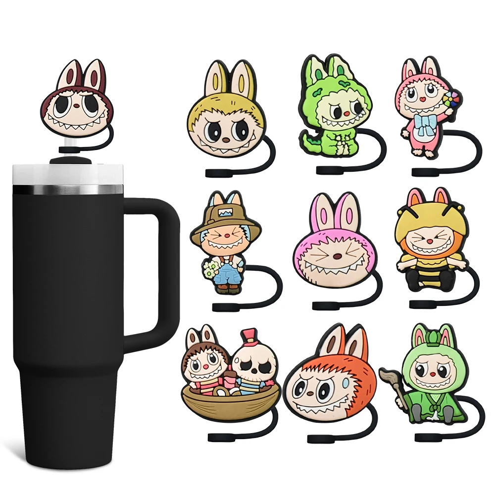 Hot Toy Cartoon Labu Cloth Straw Cover Cap 10MM Straw Plug Eco-friendly Splash Proof Drinking Cup Charms Pendent Home Party Gift