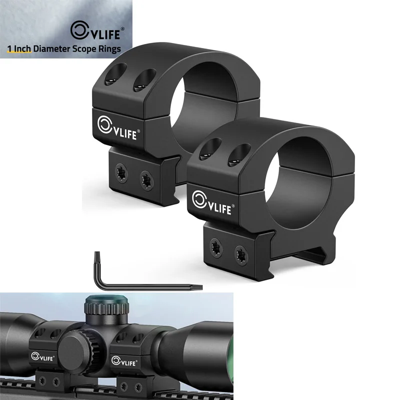 

CVLIFE 1 Inch Precision Scope Rings 2 Pieces Tactical Scope Mount with Installation Wrench for Picatinny & Dovetail Rails