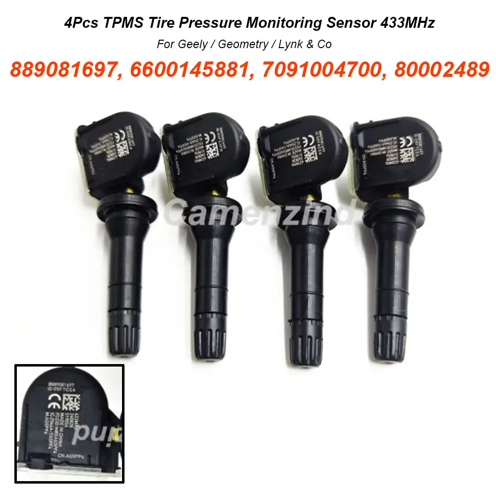 4pcs 889081697 6600145881 7091004700 80002489 TPMS Tire Pressure Sensor 433MHz For Geely FY11 Monjaro Atlas Emgrand Xingyue