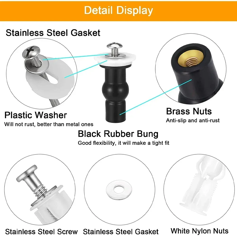 4x Top Fix Toilet Seat Screws Nut Cover Lid Pan Fixing WC Blind Hole Fitting Kits Universal Bathroom Accessories NEW