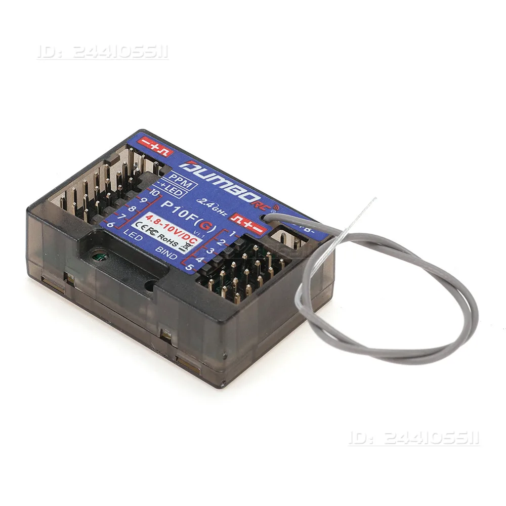 DUMBORC 10CH 2.4G P10F P10FG 자이로 수신기 전압 반환 4.8-10V DDF-350 송신기 리모컨 RC 자동차 보트 탱크 모델용