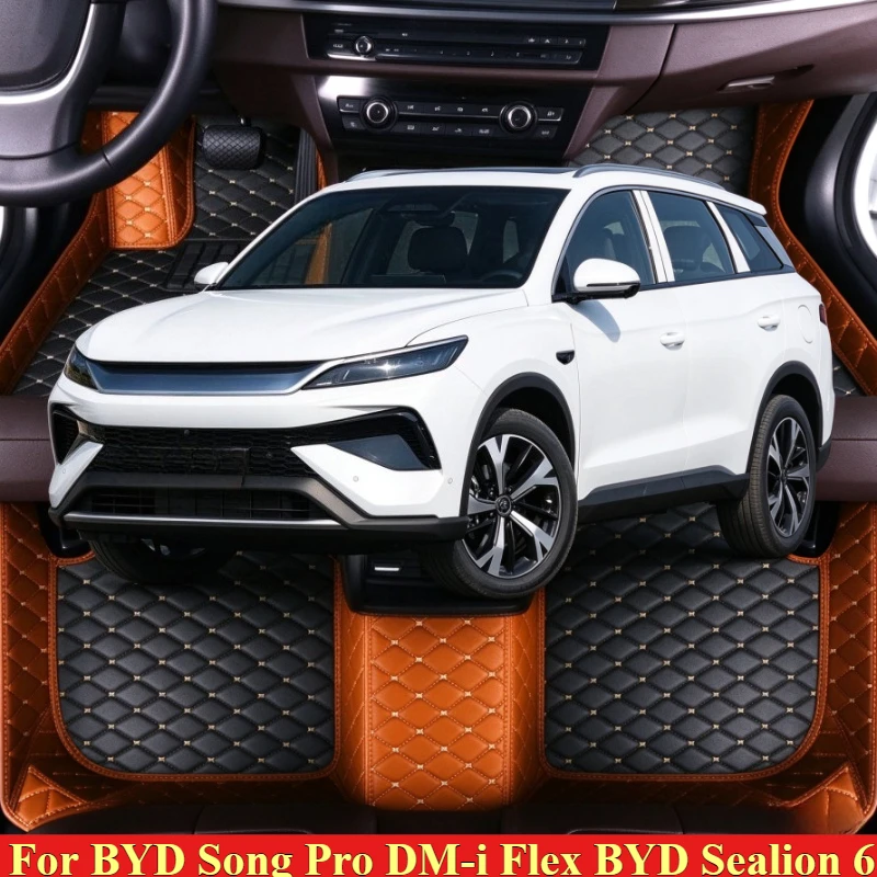 Custom Car Floor Mats For BYD Song Pro DM-i Flex BYD Sealion 6 2024-2026 LHD RHD Foot Carpet Interior Accessories Leather Trunk