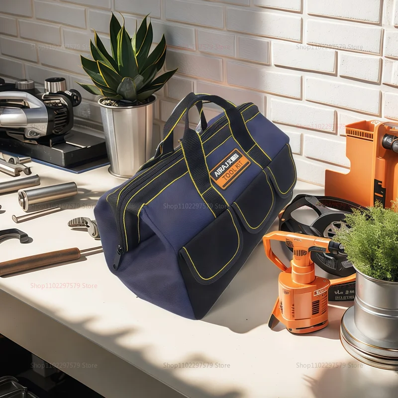 Multifunctional Tool Bag Large Capacity Waterproof Oxford Canvas Thickened Wear-Resistant Electrician Repair Storage Bag