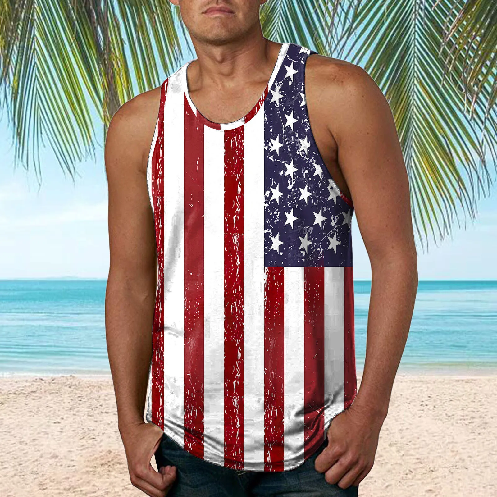 Fashion American Flag Tank Top Summer Men\'s 3d Print Sleeveless Vest Hip Hop Men Casual Streetwear Vest Independence Day Tanks