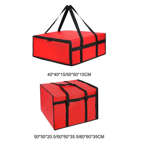 Imagen 2 del producto Bolsa aislante para transporte de Pizza, bolsa de comida resistente con cremalleras dobles para Pizzerias, bolsa de compras reutilizable multifuncional para comestibles