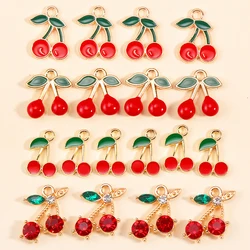 10Pcs 5Styles Cherry Enamel Charms for Diy Making Cute Fruits Pendants Earrings Bracelet Necklace Jewelry Accessories Supplies