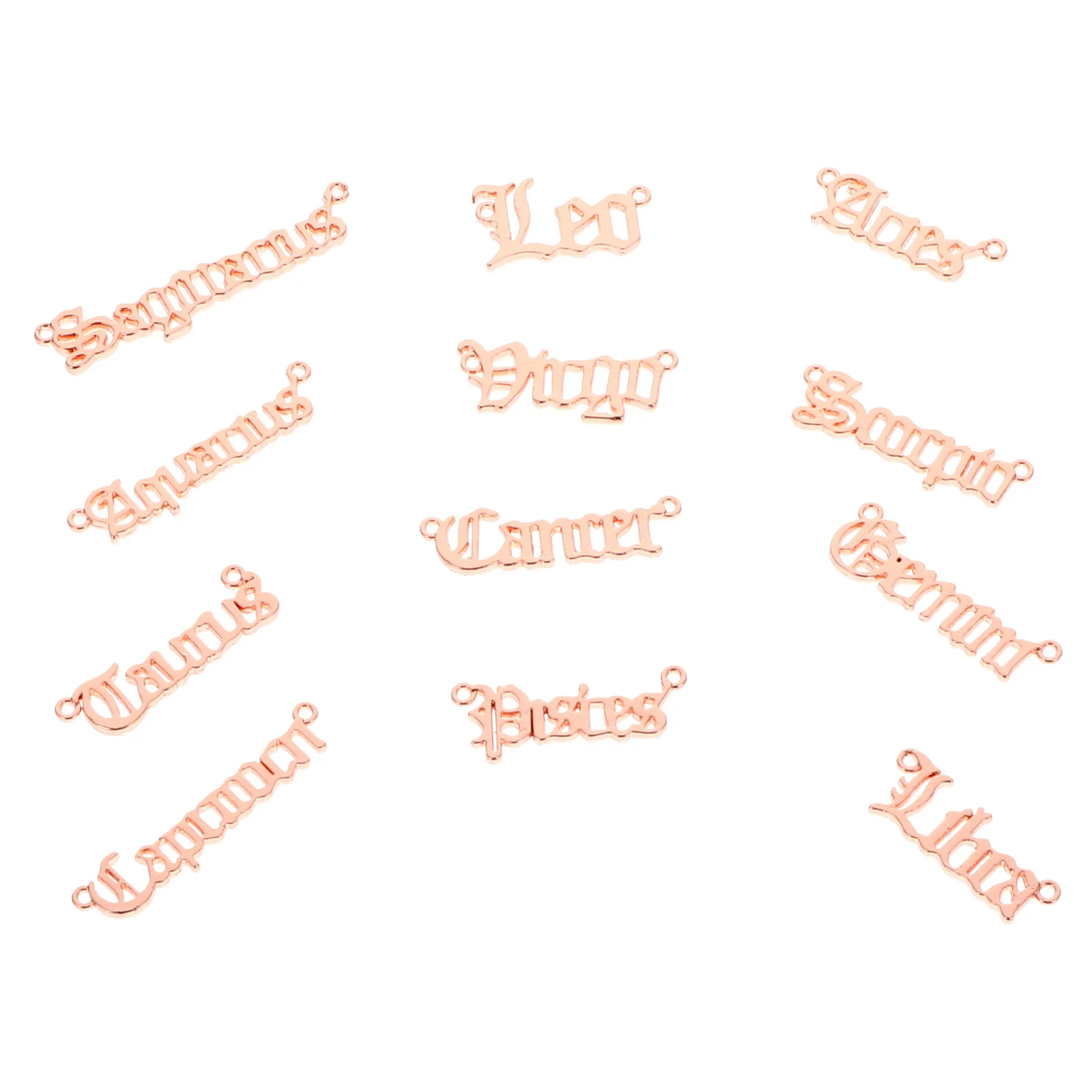

24pcs Letter Charms Necklace Pendants DIY Jewelry Crafts Golden Alloy Zodiac Bracelet Accessories