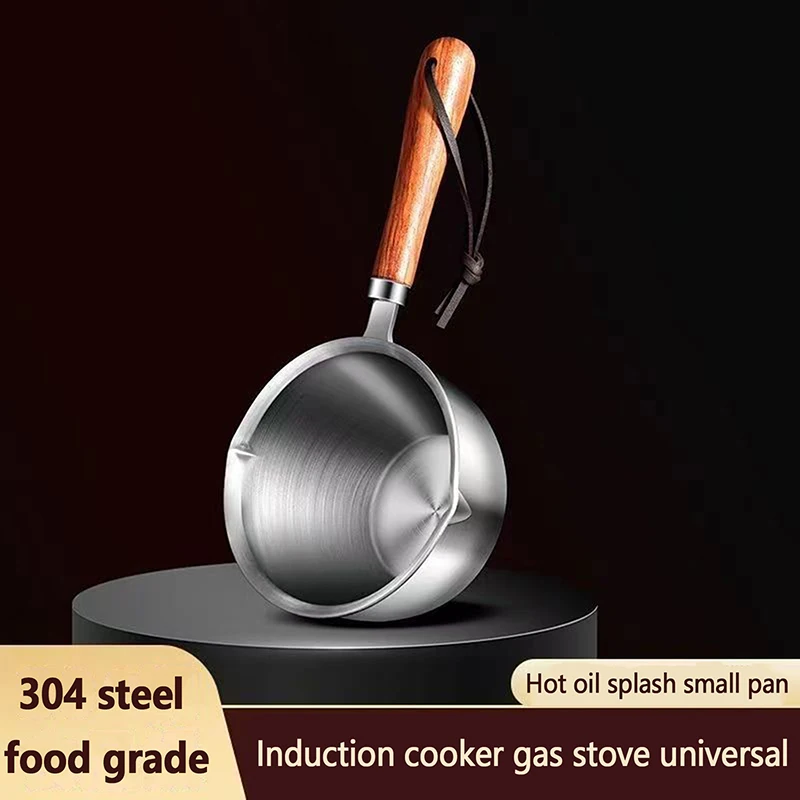 300ML Small Milk Pots Stainless Steel Hot Oil Skillet Household Oil Heater Sauce Pans Kitchen Spice Tool