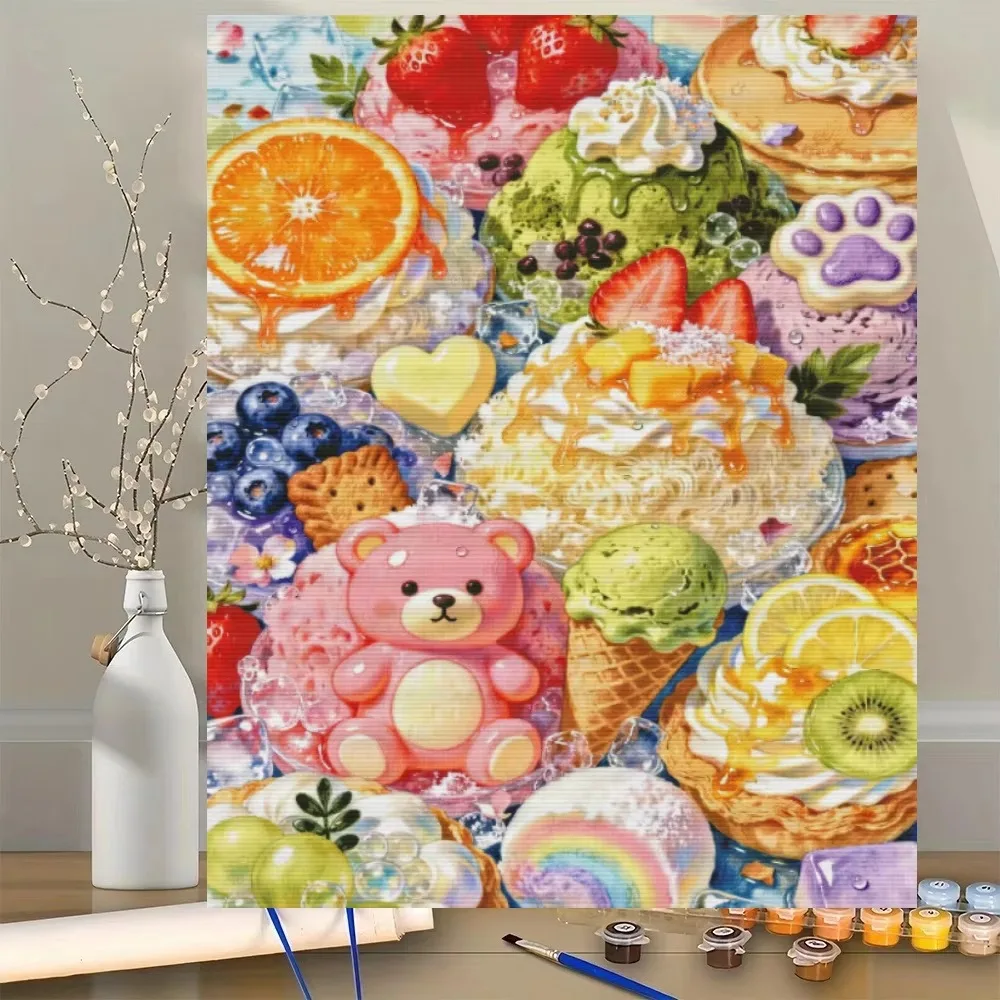 Acrylic Paint By Numbers Pastoral Picnic Oil Painting Package Art Picture For Bedroom Wall Adults Hand Painted Unique Gift