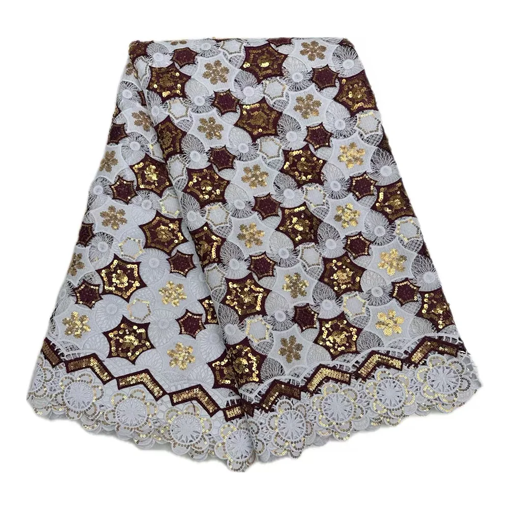 أحدث 2025 الترتر للذوبان في الماء أقمشة الدانتيل عالية الجودة النيجيري الأفريقي جبر الحبل الدانتيل 5 ياردة للنساء فساتين خياطة
