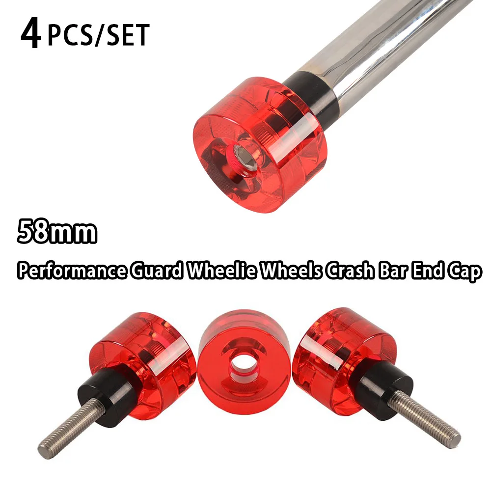 Kleuren 58 mm Performance Guard Wheelie Wheels Crash Bar End Cap voor Crash Bar Guard Engine Protect Bars