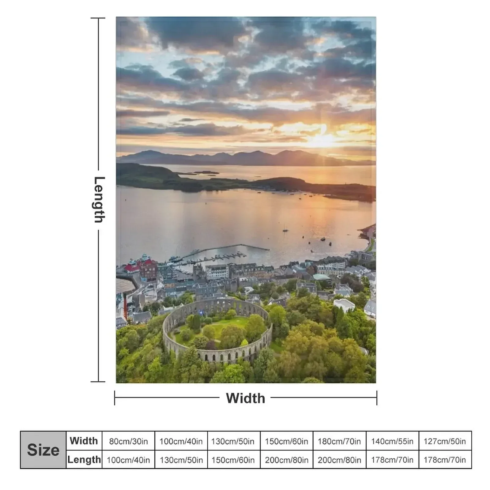 Sunset over beautiful Oban, Scotland - Scottish Landscape Photography Throw Blanket