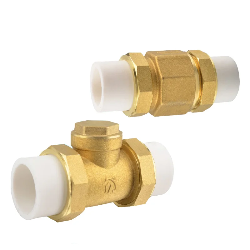 PPR Horizontal check valve Hot Melt Double Union Brass Reflux Valve One-way valves For Prevent Water Backflow