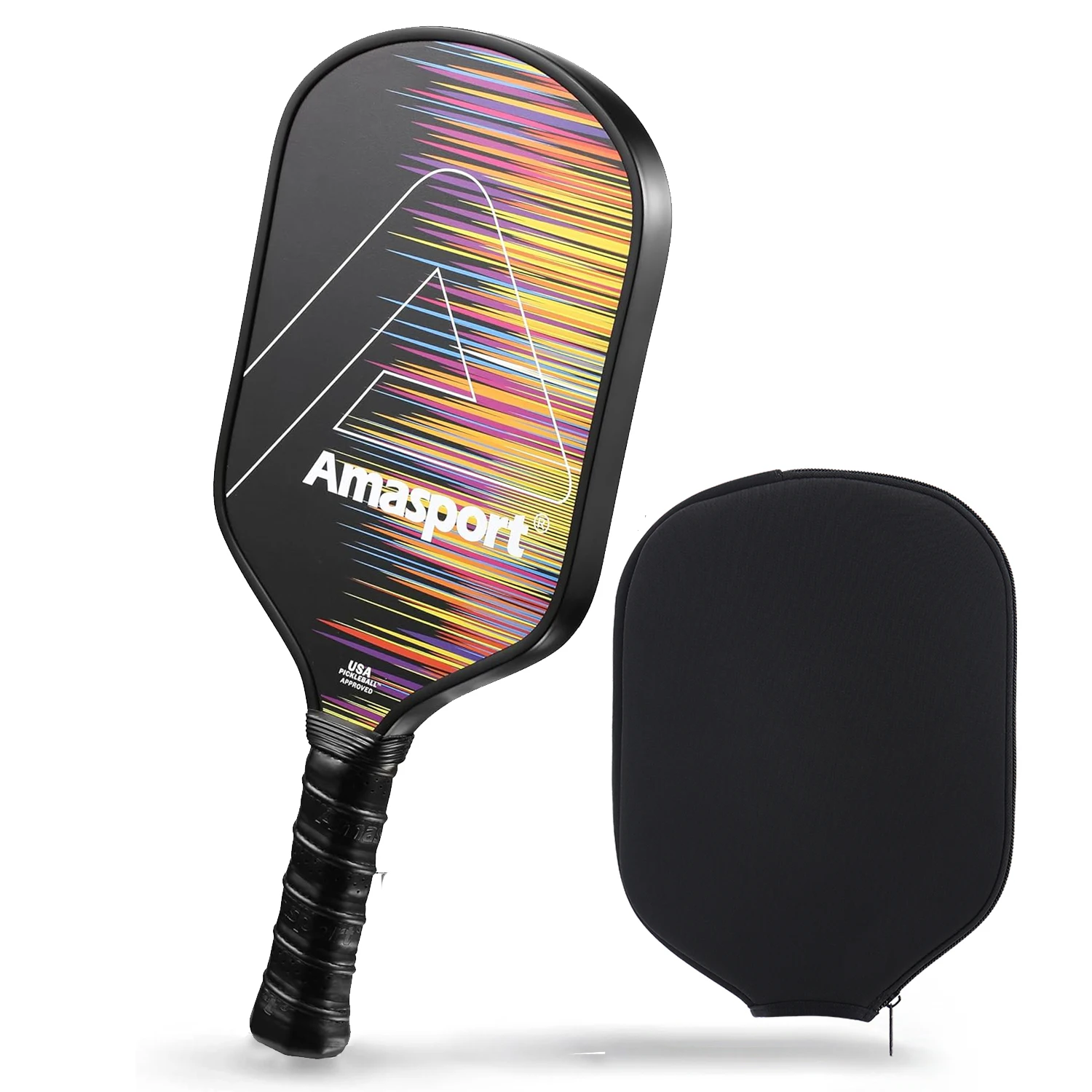 Carbon Fiber Pickleball Paddle-Enhanced Spin & Control | Lightweight Design for Advanced Players with Pickle Ball Paddle Cover