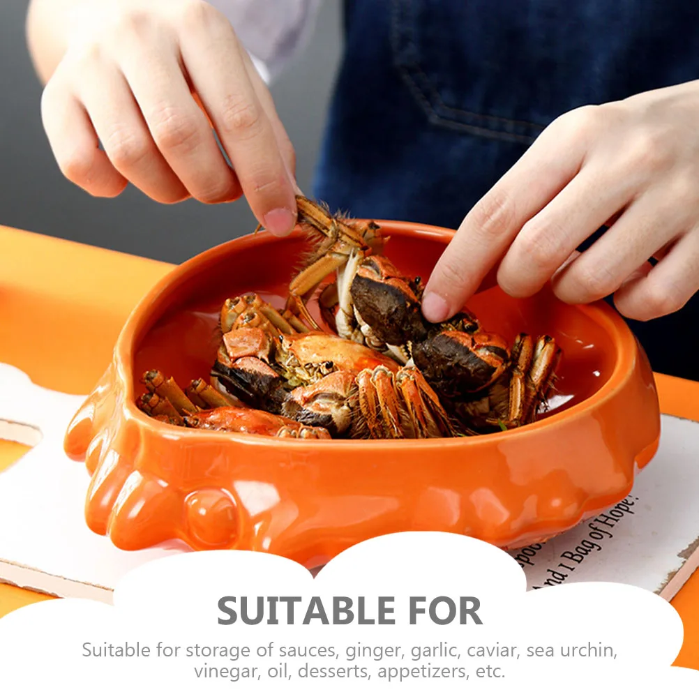 

Crab Shape Ceramic Food Plate Creative Storage Bowl for Sauce Dipping Appetizers Home Use Crab Shape Bowl Home Tableware