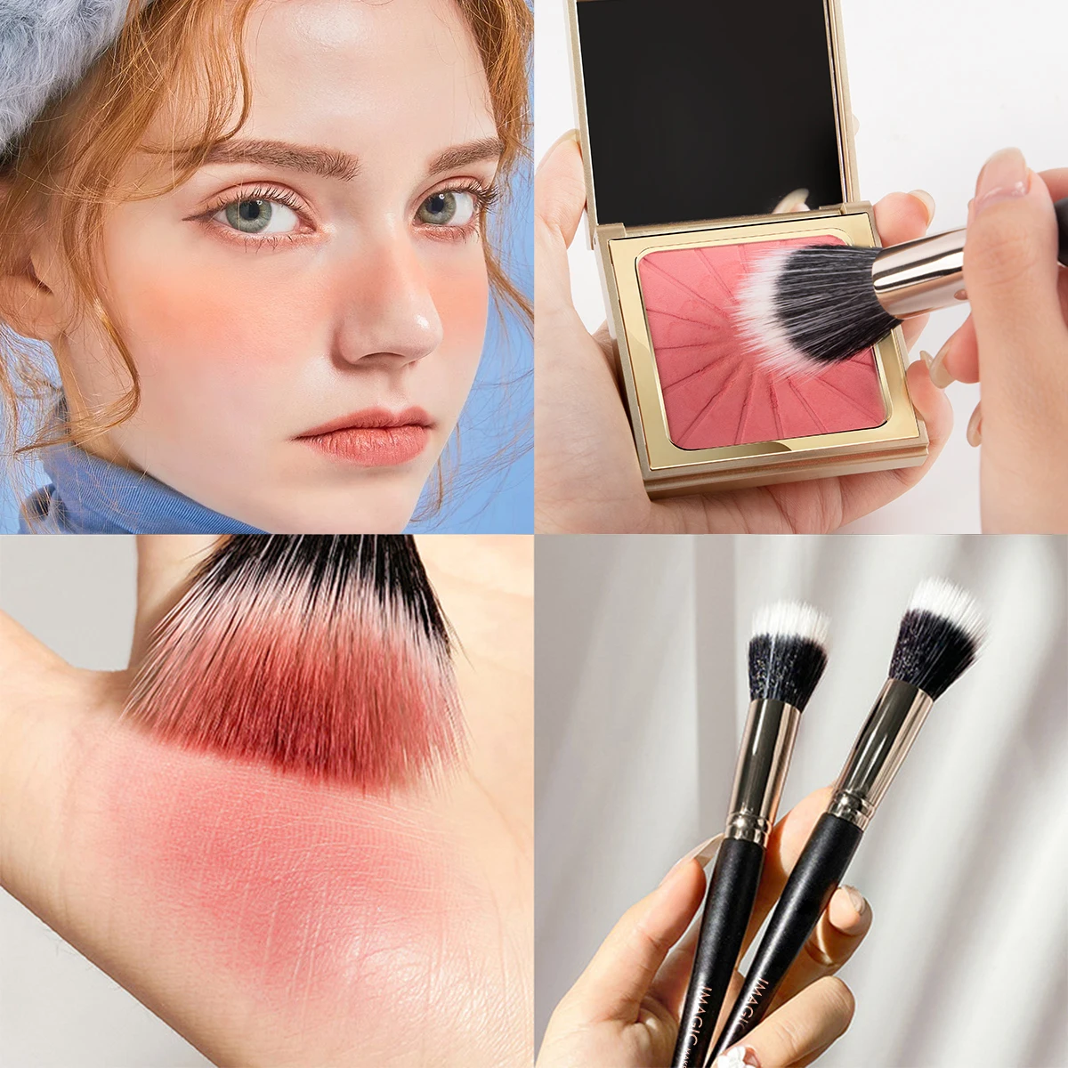 IMAGIC Single Blush Brush Loose Powder Contouring Highlighter Brush Soft Fiber Hair Make Up Tool Professional Beauty Brushes