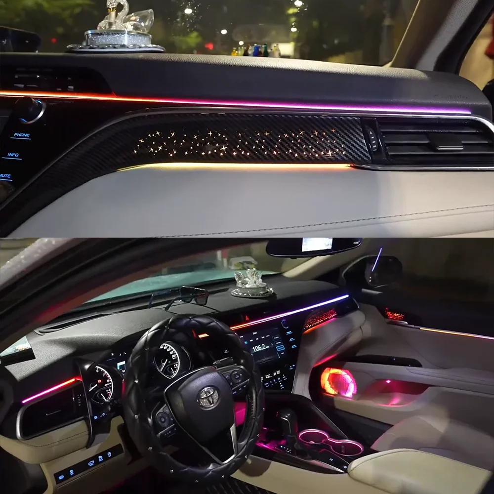 Upgrade and modify LED Car Inner Ambient Light For Toyota Camry 2018-2023 XV70  Dynamic Ambient Lamp OEM Size Rainbow Kit
