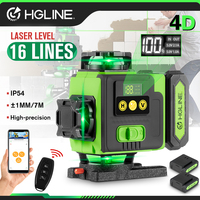 HGLINE 4D Laser Level 16 Lines Rotatable Level Machine Rechargeable 360 Automatic Green leveling Tool With APP Remote Control