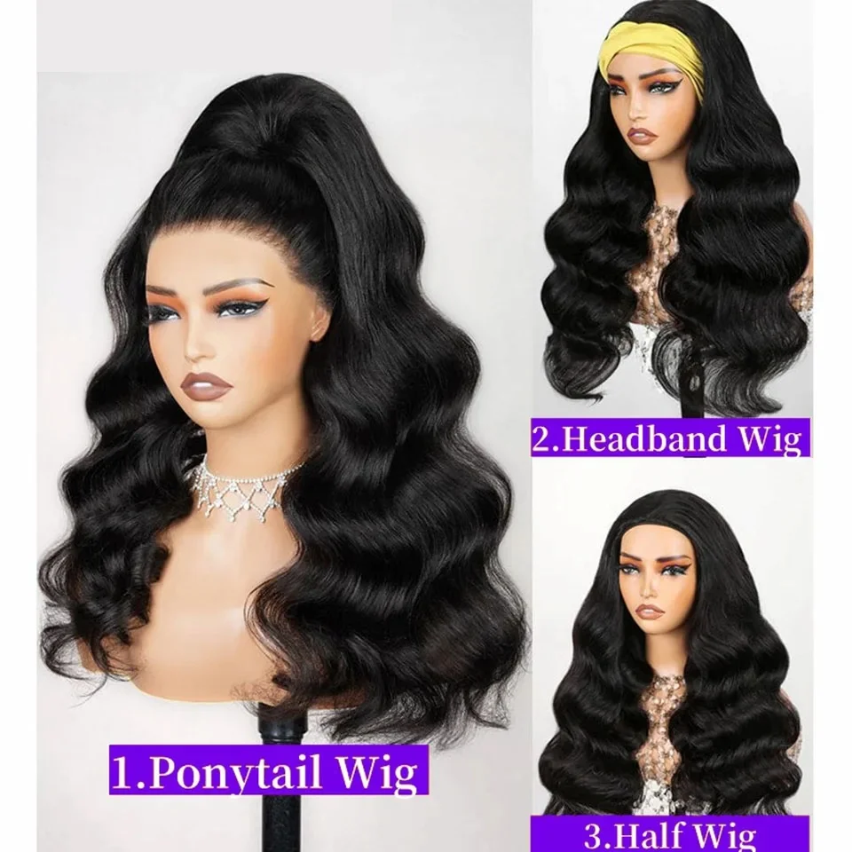 الجسم موجة 3 في 1 نصف شعر مستعار شعر الإنسان 200% كثافة ارتداء والذهاب نصف الباروكات لا الغراء للمبتدئين ودية سلس كليب في شعر مستعار للنساء