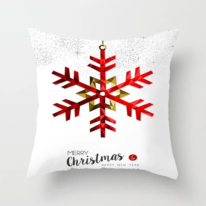 Merry Christmas Cushion Cover Elks Tree Truck Snowflake Linen Pillow Cover Decorative Pillows Home Decoration Throw Pillowcase