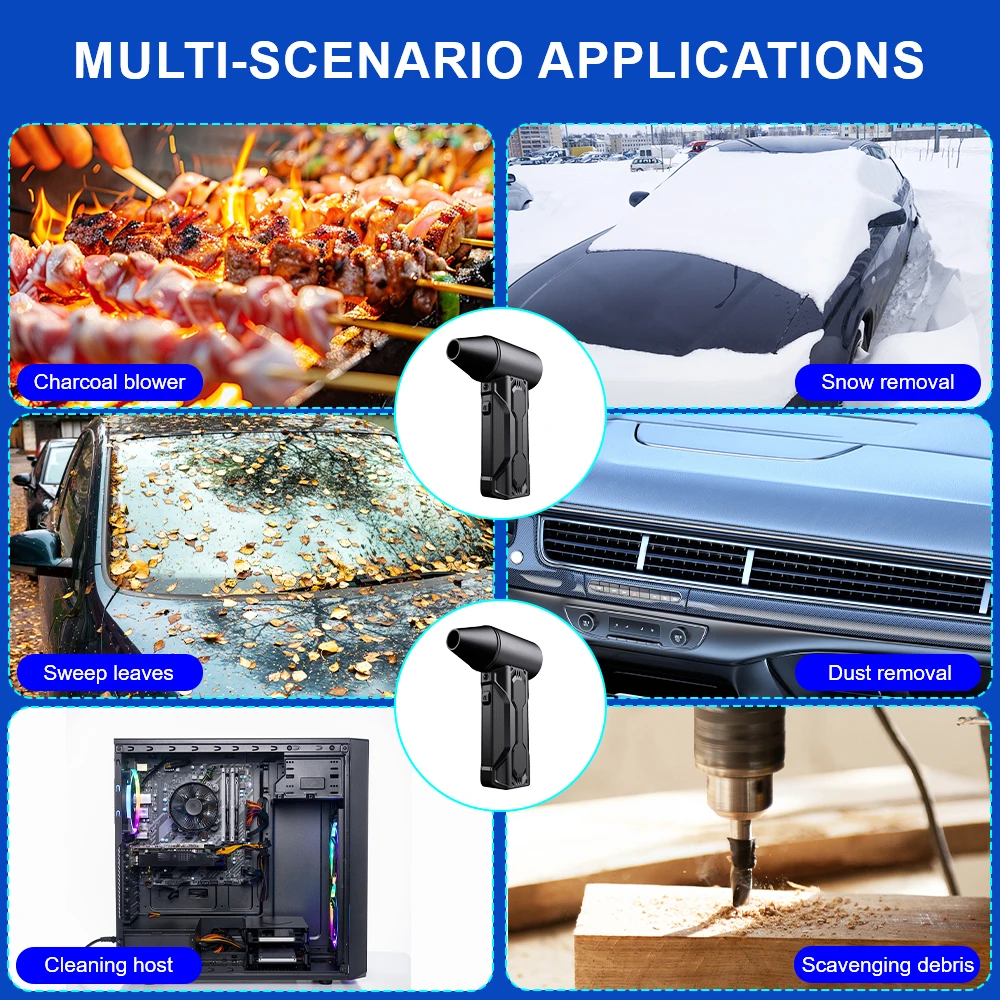 Plumero de aire eléctrico para coche, RV, camión, remolque, ventilador Turbo violento portátil, herramienta de limpieza, soplador de chorro, soplado de nieve multifuncional
