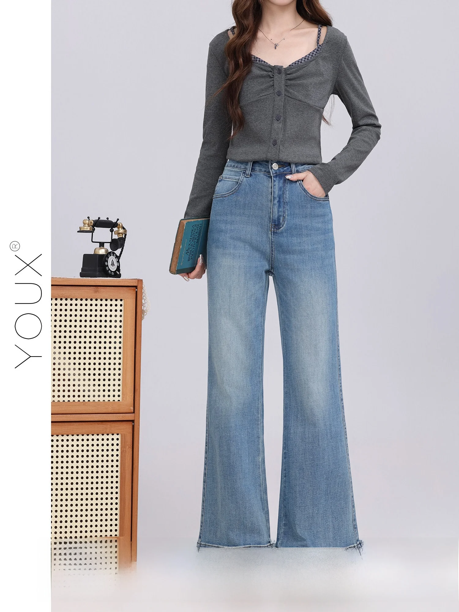 

Blue High Waist Wide Leg Denim Jeans Women's Casual Versatile Pants Spring 2026 New Sle Comfortable Fit Daily Wear