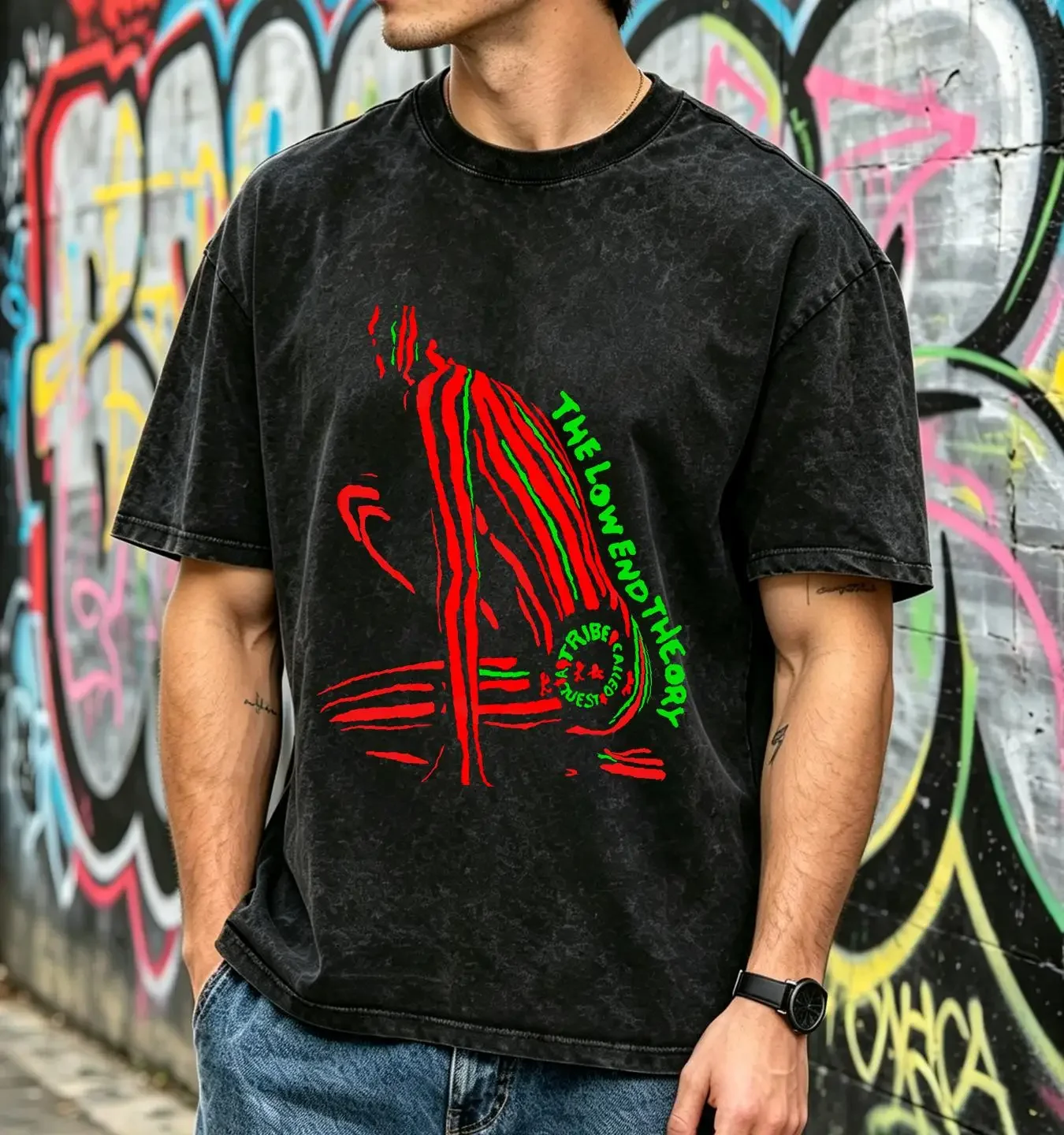 washed T Shirt NEW A Tribe Called Quest ATCQ Low End Theory Men's Size S 2XL vintage Washed designer clothes Stylish graphic
