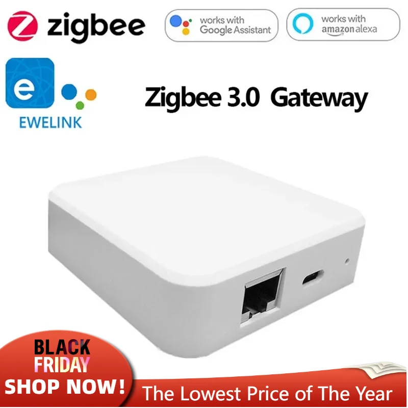 Zigbee 3.0 Smart Ethernet Bridge WIFI Gateway Hub ZB-GW03 ZigBee Products Can Be Flashed Connect EWeLink APP with Alexa Google