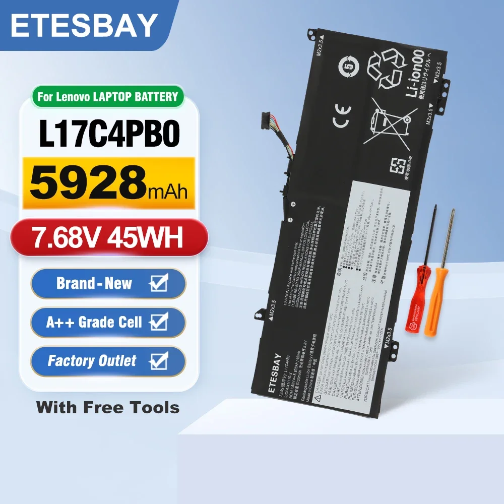ETESBAY L17C4PB0 L17M4PB0 45WH Laptop Battery For Lenovo Flex 6-14IKB 14ARR IdeaPad 530S-14ARR 15IKB Yoga 530-14ARR 5B10Q16066