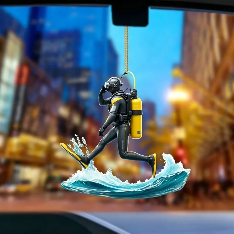 New Diver Pendant 2D Acrylic Keychain Car Interior Rearview Mirror Pendant Backpack  Hanging Accessories Decor Gift