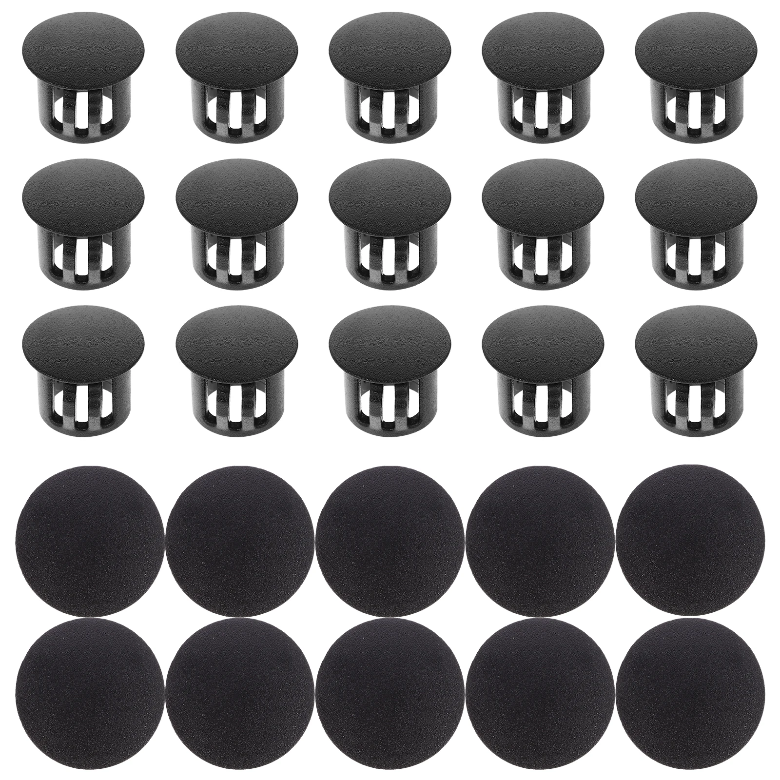 

100pcs Round Conceal Cabinet Black Plastic Cover Furniture Parts Embedded Panel Plug Decorative Hole Cap Button