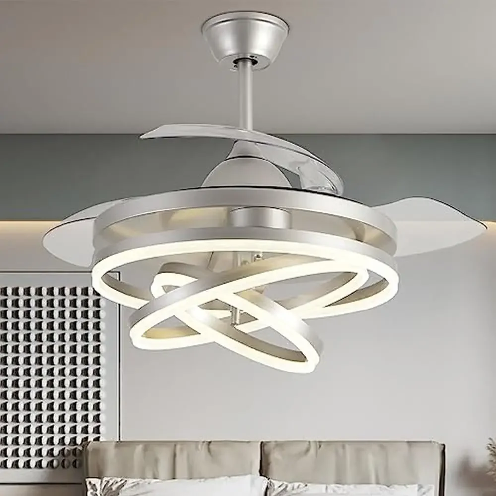 Modern Retractable Ceiling Fan with Lights Remote Control 42