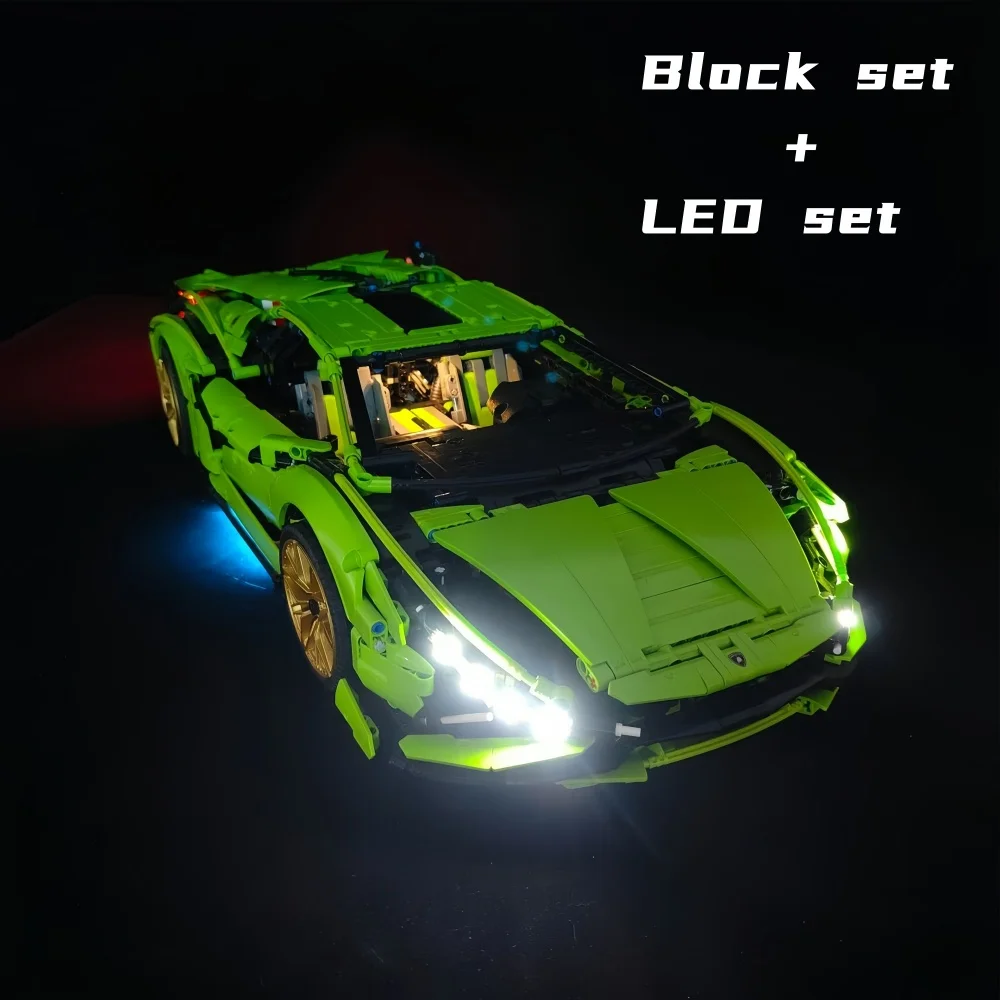 3696Pcs Lamborghinisianfkp37 Technic 1:8 Model Moc Bricks 42115 Led Kit Building Blocks Super Car Set Adults Toys Birthday Gifts