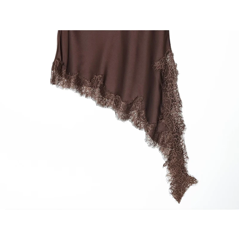 女性のスカート春 2026 新しいファッション非対称レース装飾弾性ウエストスカート女性シックなジョーカー若者ハイウエストスカート