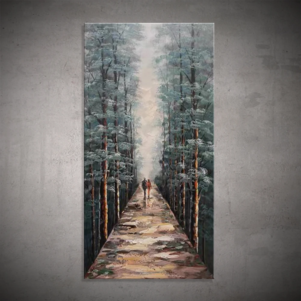 

100% Handmade HandPainted Dark Green Forest Lover Landscape Oil Painting Canvas,Pictures Living Room Home Decor Wall Hanging Art