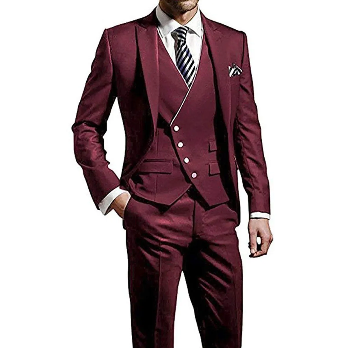 

New Arrivals 3 Pieces Men Suits Slim Fit Groomsmen Best Man Wedding Prom Dinner Suits Terno Masculino Custom Made Suits