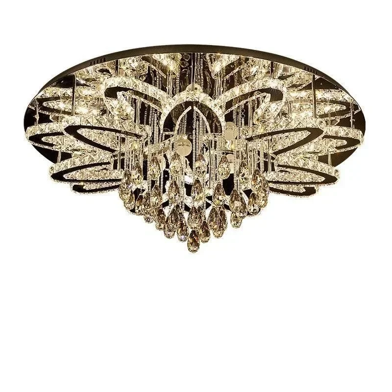 Modern living room infinitely adjustable smart crystal lamp circular LED lamp bedroom and dining room ceiling lamp - Image 6