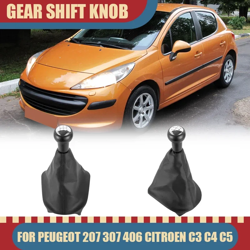 

High-quality 5 Speed Gear Shift Knob For Peugeot 207 307 406 Citroen C3 C4 C5 Shifter Lever Stick Boot Cover Car Accessories