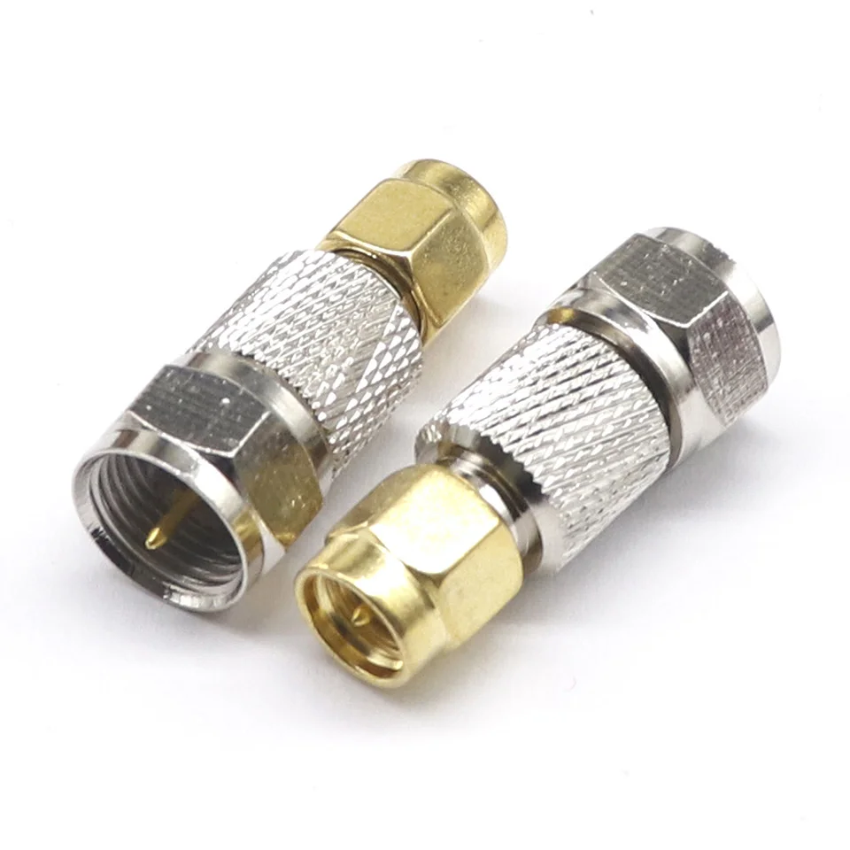 Conector coaxial RF para piezas, adaptador coaxial tipo F, conector hembra a macho SMA, Conector recto F a SMA, 1 unidad