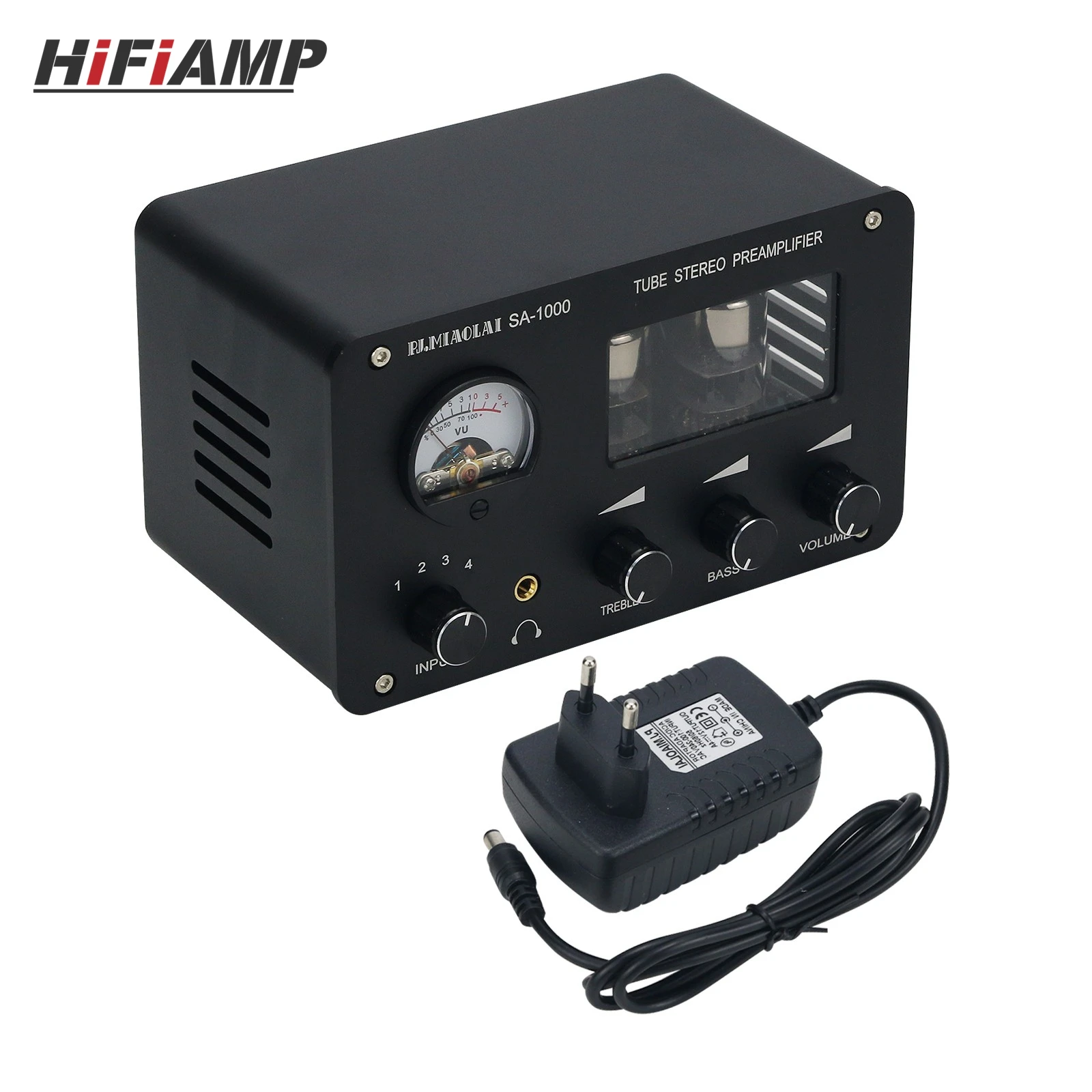 HiFiAMP SA-1000 PJ MIAOLAI Hifi Audio Amplifier 4 Input 2 Output Electric Tube Stereo Preamplifier