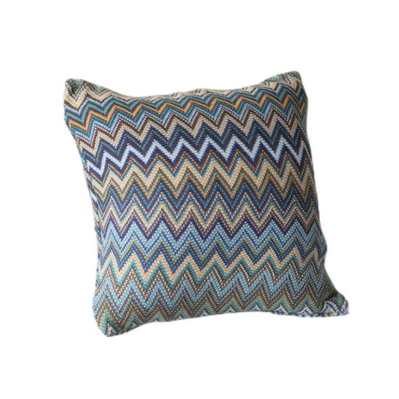 Knitted Cushion Cover Soft Boho Orange Green Flocking Pillow Case 45cmt45cm for Home Decoration Living Room Bed Room
