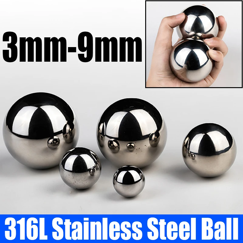 10-100PCS Solid 316L Stainless Steel Ball High Precision Roller Beads Smooth Antirust Round Steel Ball Dia 3mm-9mm