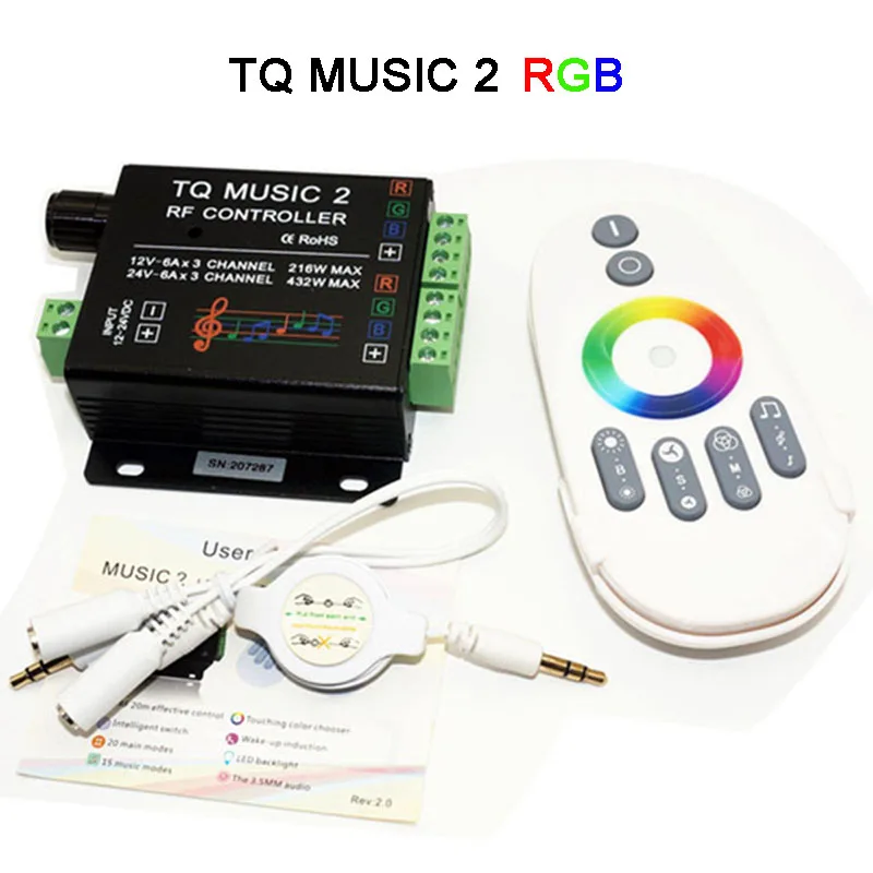 DC12-24V Music 2.4G RGB LED Controller 24 Keys RGB Sound Sensitive remote music 2 Dimmer Switch for RGB 5050 2835 SMD LED Strip