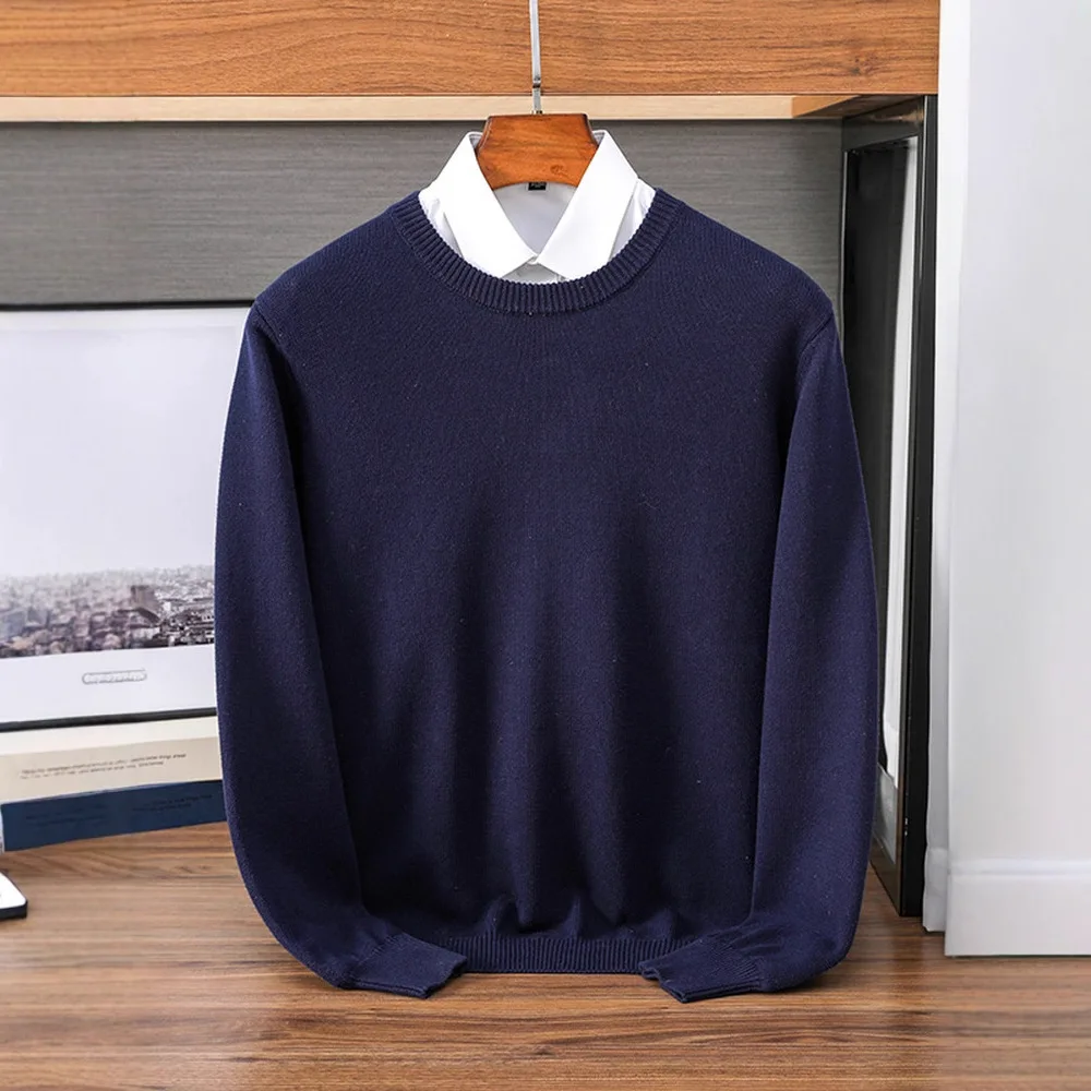 

Men's Knitted Sweater round Ne Pullover Casual Long Sve Breathable Comfortable Mid-Thi Autumn Winter Inner irt