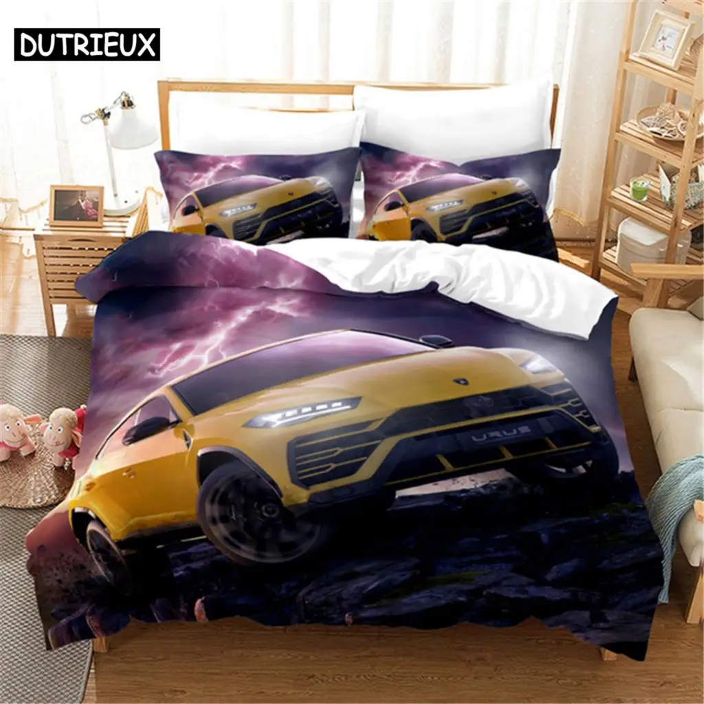

3D Printed Luxury Sports Car Duvet Cover Set - High Quality for Double, Queen & King Beds, Adults & Boys