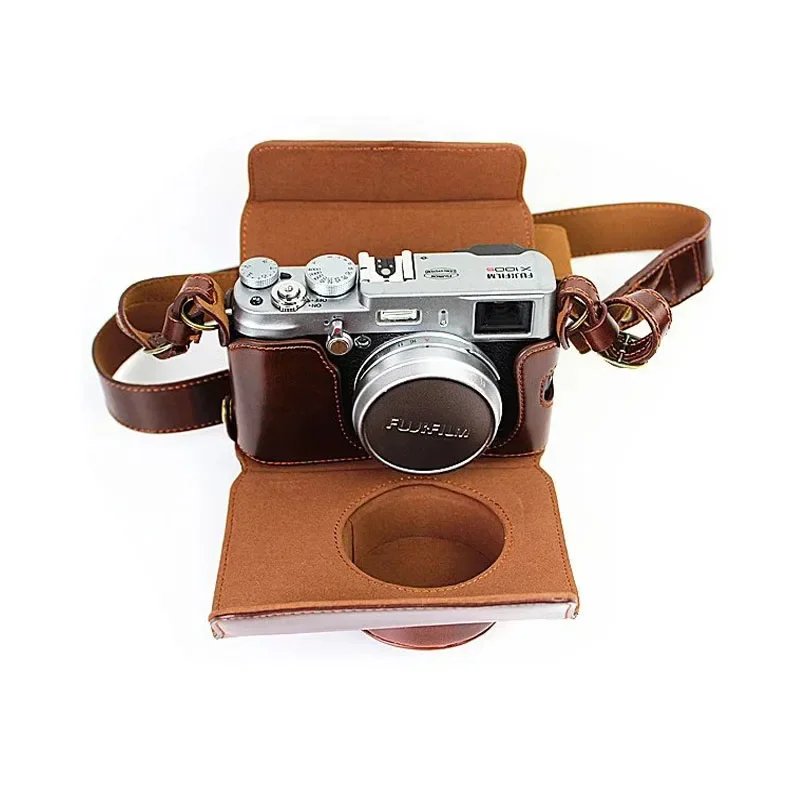 Dla Fujifilm Fuji X100 X100S X100T X100V X100F XA5 XA7 XA20 XT100 XT200 XT10 XT1 XF10 XS10 Luksusowe etui na aparat ze skóry PU