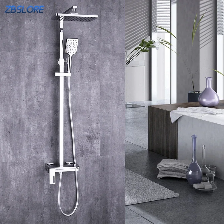 Ensemble de douche de bain avec pommeau de douche à effet pluie, chaud et froid, centre commercial, mode, fonction HO3