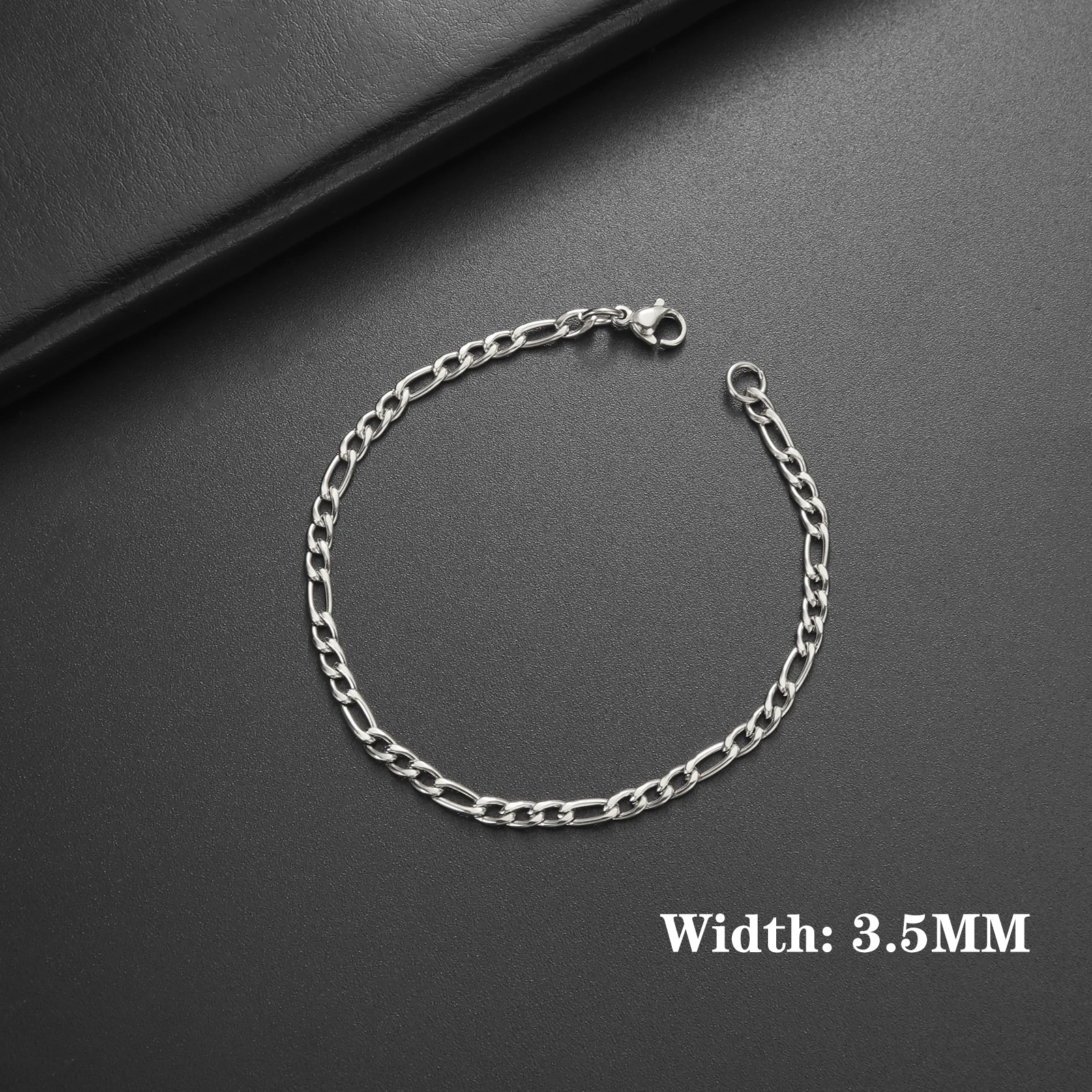 Lucktune Figaro-Kettenarmband für Männer und Frauen, Edelstahl, Breite 3–10 mm, Armbänder, Punk-Schmuck, Paar-Geschenk, Pulsera Hombre, Neu – Detail 9