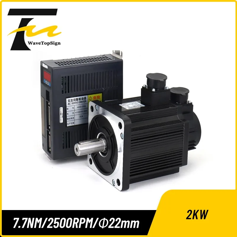 wavetopsign AC Servo Motor Driver 130st-m07725 Aasd 30a 2kw 220v 7.7nm 2500rpm Dia.22mm