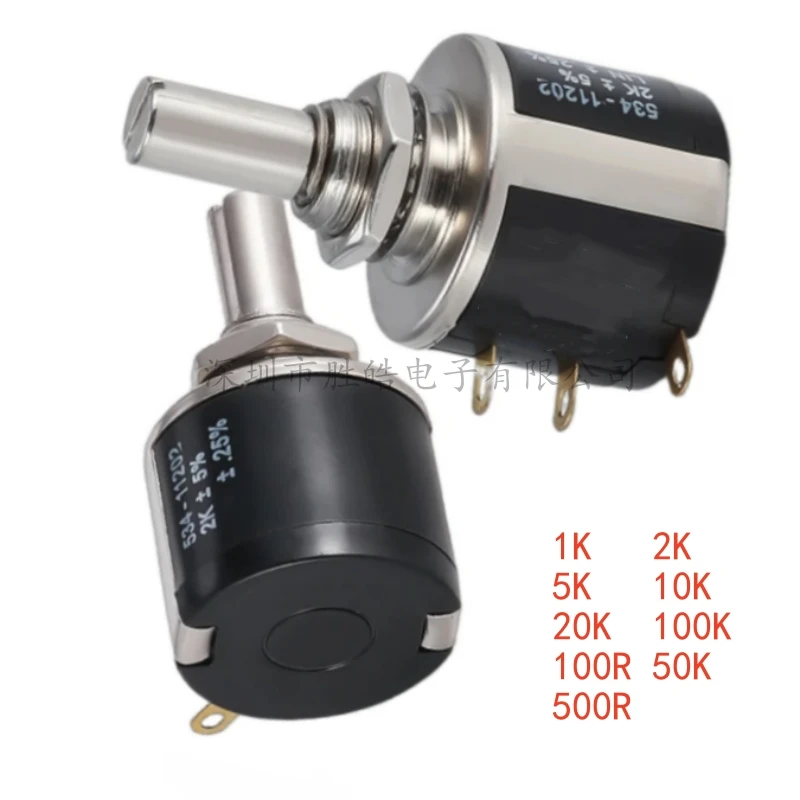 (1PCS)  534-1-1 534 2W  Spectorl Precision Coil Wire Wound Potentiometer  100R 200R 500R 1K 2K 5K 10K 20K 50K 100k Potentiometer